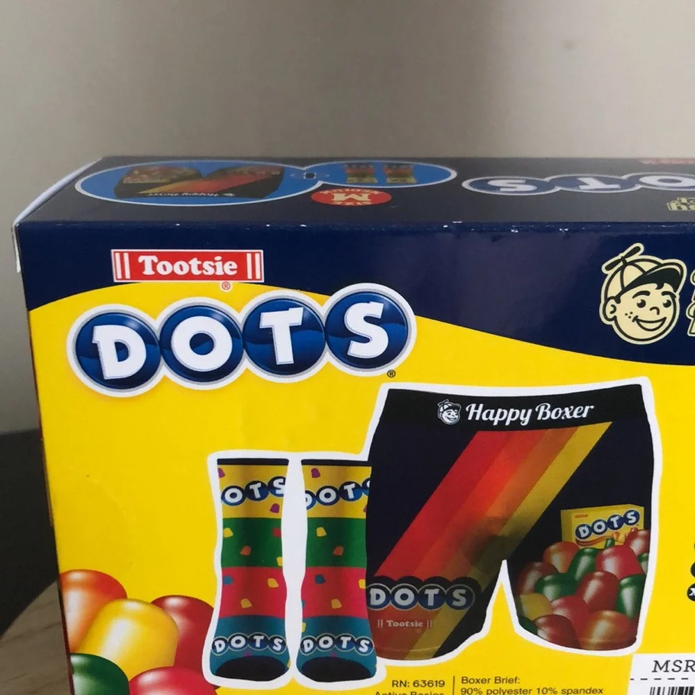 Men’s DOTS Boxer Briefs and Crew Socks Size M